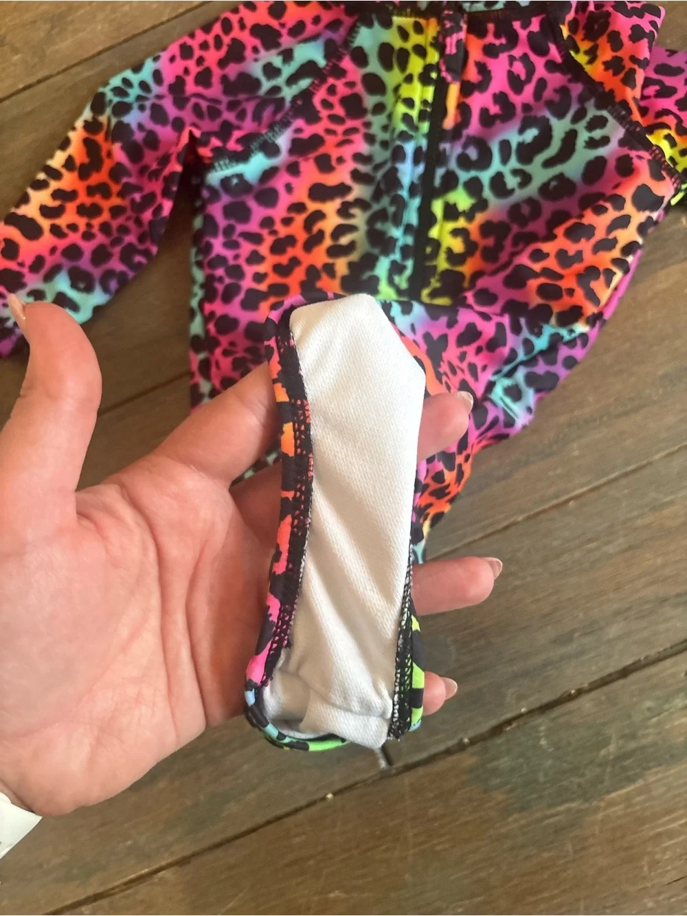 Limited Too Neon Rainbow Leopard Zip-Front Swimsuit Size 3T